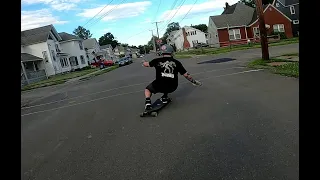 Landyachtz Drop Cat 38 mild hill bomb and carving around town