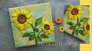 Sunflower Clay Painting | Clay Art On Canvas | Clay Mural Painting | 3D Canvas Art