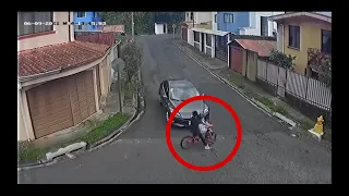 Strange scene after bike crashes into fence
