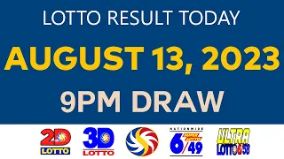 Lotto Result Today AUGUST 13 2023 9PM Ez2 Swertres 2D 3D 6/49 6/58 PCSO