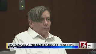 Man accused of killing 3 Wake Forest neighbors begins trial with outburst