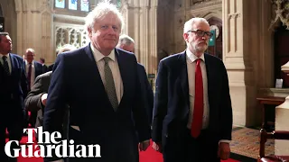 Jeremy Corbyn and Boris Johnson walk in silence to Queen's speech