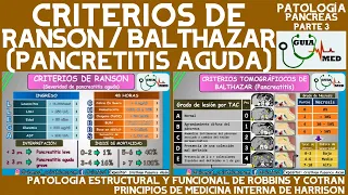 CRITERIOS DE RANSON / BALTHAZAR PANCRETITIS | GuiaMed