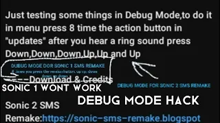 DEBUG MODE HACK FOR SONIC 2 SMS (sonic 1 sms didn't work for me :(