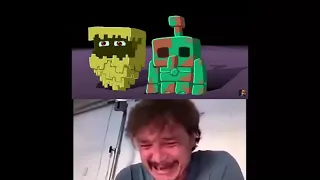 Pedro Pascal crying to minecraft animation