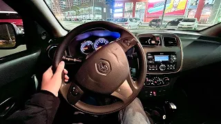 ЕДУ НОЧЬЮ НА RENAULT LOGAN АВТОМАТ - ВИД ОТ ПЕРВОГО ЛИЦА!