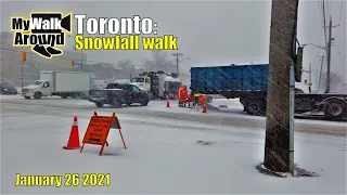 Toronto snowfall January 26 2021 - Wexford Neighbourhood walk during a big snowfall (4k video)