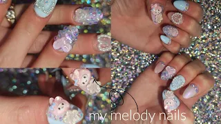 do my nails with me! my melody gel-x nails💓🫧| nail reserve la pr