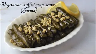 Aleppo vegetarian stuffed grape leaves ( vegan Sarma) with olive oil and rice - يالنجي