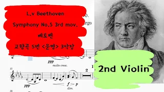 🎼 베토벤 5번 운명교향곡 3악장 제2바이올린 크게 듣기 |  L.v Beethoven Symphony No.5 op.67 3rd mov. 2nd Violin part