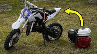 Homemade Upgrade 200cc Engine to 50cc Mini Dirt Bike !? (Pocket Bike)