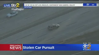 Stolen car pursuit suspect leading CHP through East LA, El Sereno area