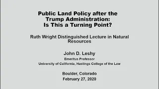 2020 Ruth Wright Distinguished Lecture in Natural Resources