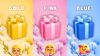 🔥Choose your gift 🤩, 3 gift box challenge, Gold Pink Blue #giftboxchallenge #giftbox #wouldyourather
