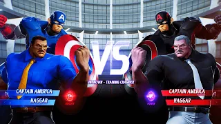 Captain America & Haggar vs Black Captain America &  Haggar  (Hardest AI ) Marvel vs Capcom:Infinite