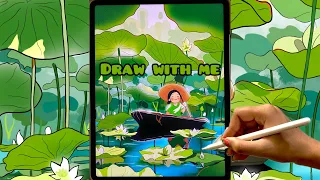 draw this Boat girl 🪷 on your iPad | Procreate Tutorial | Draw with me | Dipti Gorai