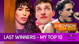 Last 10 Eurovision winners (2014-2024) | My top 10