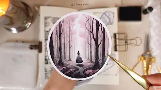 ASMR | 그녀는 어디로 가는 걸까요?? 🖤💗다이어리 꾸미기 | art journal, vintage journal