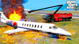 GTA 5 Firefighter Mod Aircraft Rescue Firefighting Truck Responding To A Plane Crash