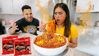 Eating the Worlds SPICIEST Noodles!!! **Korean Noodle Challenge**