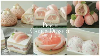 Version 2! 6 Peach Cake & Dessert Recipe | Baking Video | Tart,Cookie choux,Ice cream,Mochi