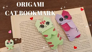 Easy Origami Cat Bookmark Tutorial| Cute Cat😻😽🔖 #papercraft #diy #origami #cat #bookmark #tutorial