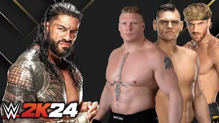 WWE 2K24 - Roman Reigns Vs Brock Lesnar Gunther & Logan Paul After King Of The Ring