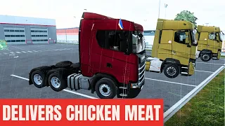 Delivery of chicken meat in the rain | Euro Truck Simulator 2 | No commentary