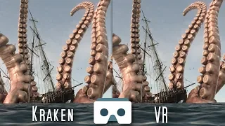 The Kraken attacks a Ship: Virtual Reality Sea Monsters scary 3D Video for VR Box, Oculus, Gear VR