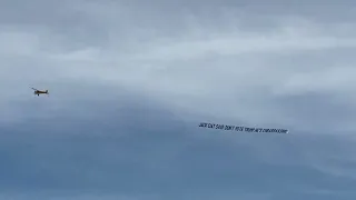 Plane flies over Donald Trump rally site in Wildwood, N.J