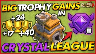 BIG TROPHY GAINS IN CRYSTAL LEAGUE!! | Trophy Push - Town Hall 7