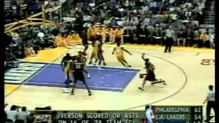 Allen Iverson 48 pts, nba finals 2001, lakers vs 76ers game 1