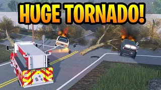 TORNADO DESTROYS THE HIGHWAY! *FALLEN TREES & EXTREME ROAD DEBRIS!* ER:LC Roblox Realistic Roleplay