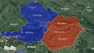 Austria and Czechia vs Hungary and Slovakia Mapping with Slovenia and Lichtenstein