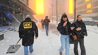 Снегопад в Москве. Прогулка по Москва-Сити в метель