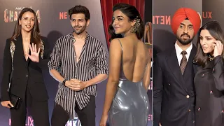 Kartik Aaryan, Tripti Dimri And Wamiqa Gabbi At Parineeti Diljit Dosanjh Chamkila Movie Screening