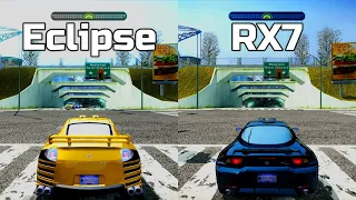 NFS Most Wanted: Mitsubishi Eclipse vs Mazda RX7 - Drag Race