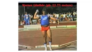 Werner Günthör shot put PB: 22,75 meters.