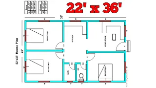 22x36 House Plan 3BHK || 22x36 Gharka Naksha || 792 Sqft House Plan || Home Design Decore