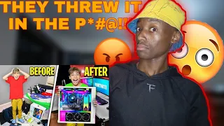 Destroying Our Son's GAMING SETUP,Then Surprising him with a NEW ONE! | *REACTION*