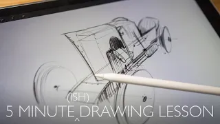 5 Minute Drawing Lesson - drawing cars in perspective