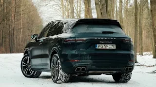 2018 Porsche Cayenne Turbo - snow & wet road. Startup, sound and launch control!