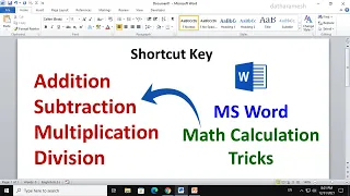 MS Word Math Calculation Trick | Shortcut Key for Addition, Subtraction, Multiplication & Division