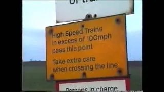 Trains at Frinkley Lane Crossing ECML April 1989