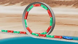 Impossible Gaint Loop vs Trains - Beamng Drive