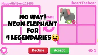 😱😛 GOT NEON ELEPHANT For 4 NORMAL LEGENDARY+ ACCEPTING EVERY TRADE Adopt Me Trading Value Says WIN😭