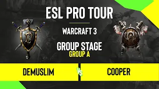 WC3 - DeMusliM vs. CoopeR - DreamHack Warcraft 3 Open: Summer 2020 - Group A - EU