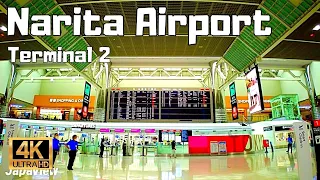 【4K Japan Walk】Narita Airport Terminal 2. International Airport in Tokyo Japan.