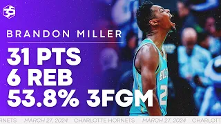 Brandon Millers Leads Hornets to Win with 31 PTS vs Cavs | 3/27/24