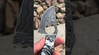 Damascus steel finger skinner knife with resin handle #shorts #viral